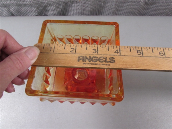 Vintage Jeanette Amberina Pedestal Dishes