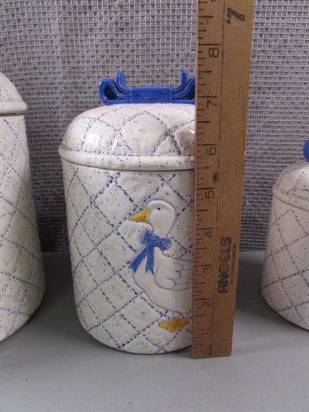 Blue Mother Goose Cookie Jar and Canisters