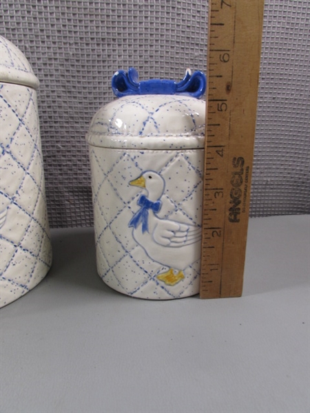 Blue Mother Goose Cookie Jar and Canisters