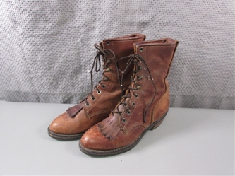 Womens Lace Up Leather Boots 9M