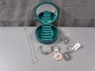Turquoise Cuff Bracelet, Keychains, Necklace and Jewelry Box
