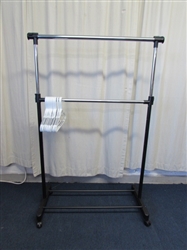 Double Tier Rolling Clothes Rack