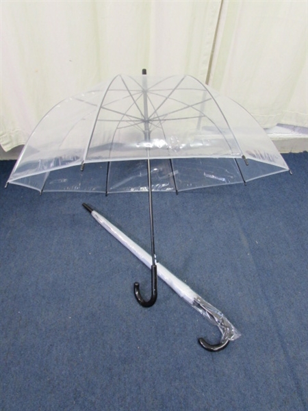 NEW - PAIR OF CLEAR UMBRELLAS