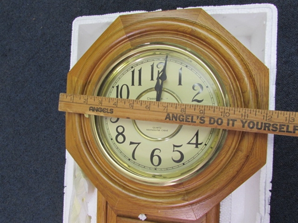NEW OAK SCHOOLHOUSE WALL CLOCK