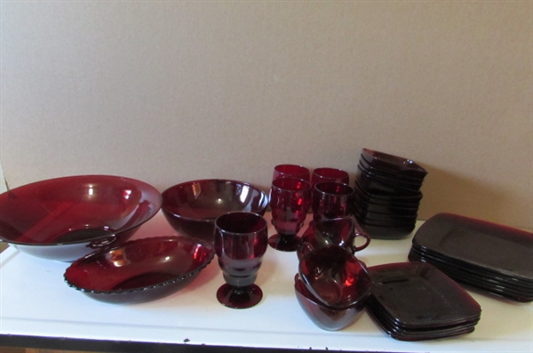 RUBY RED GLASS DINNERWARE