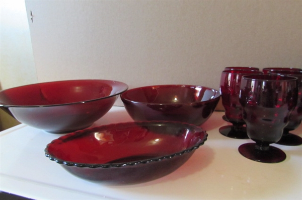 RUBY RED GLASS DINNERWARE