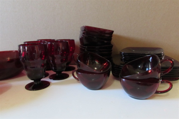 RUBY RED GLASS DINNERWARE