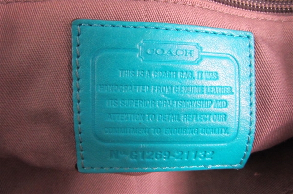 TEAL COACH HANDBAG