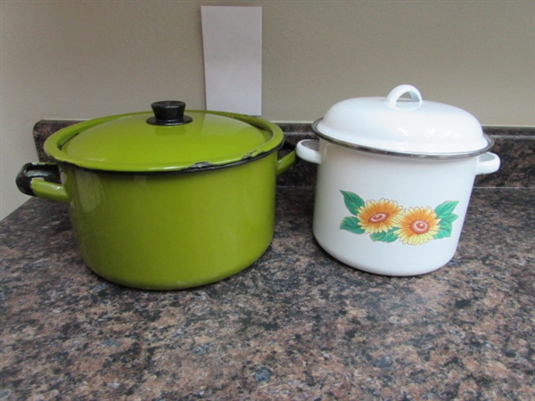 VINTAGE ENAMEL POTS