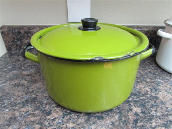 VINTAGE ENAMEL POTS