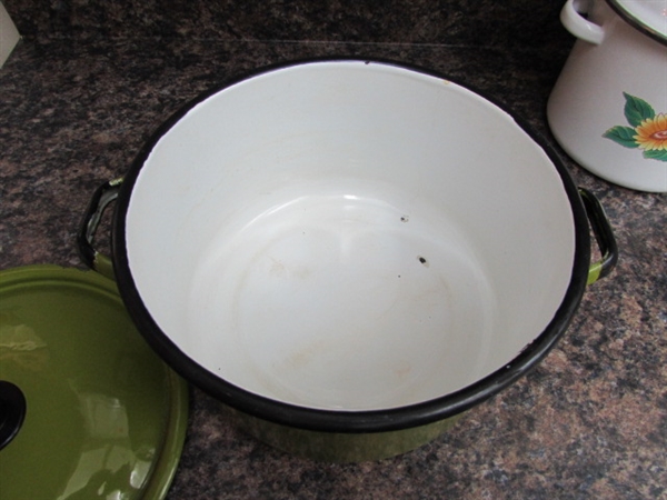 VINTAGE ENAMEL POTS