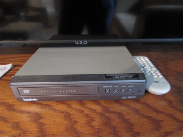 VIZIO 50 TV, OAK TV STAND & DVD PLAYER