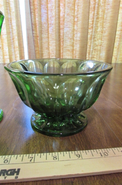 VINTAGE GREEN GLASSWARE
