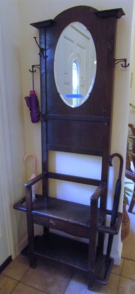 ANTIQUE HALL TREE/UMBRELLA STAND