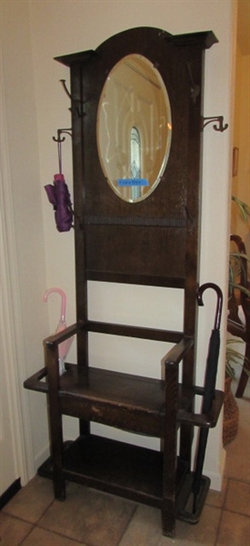 ANTIQUE HALL TREE/UMBRELLA STAND