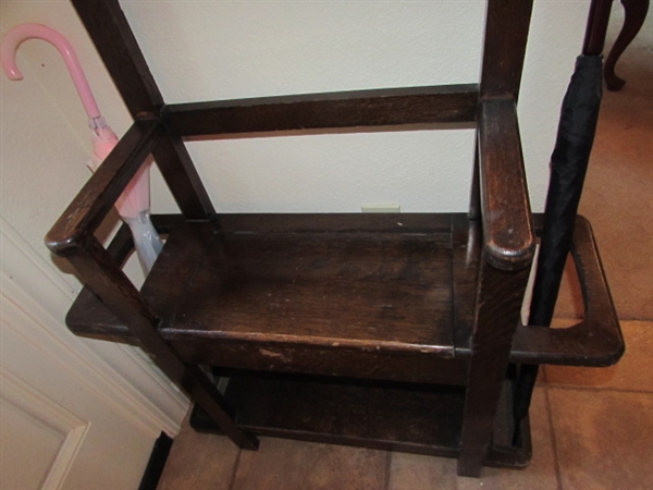 ANTIQUE HALL TREE/UMBRELLA STAND