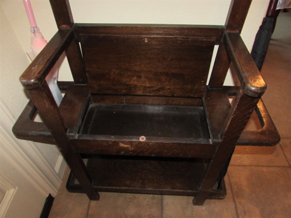 ANTIQUE HALL TREE/UMBRELLA STAND