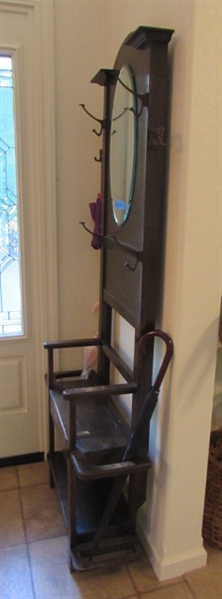 ANTIQUE HALL TREE/UMBRELLA STAND