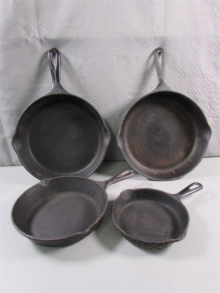 4 CAST IRON SKILLETS