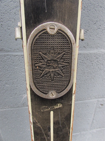 VINTAGE WOODEN SKIS & POLES