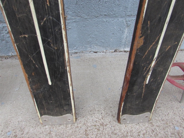 VINTAGE WOODEN SKIS & POLES