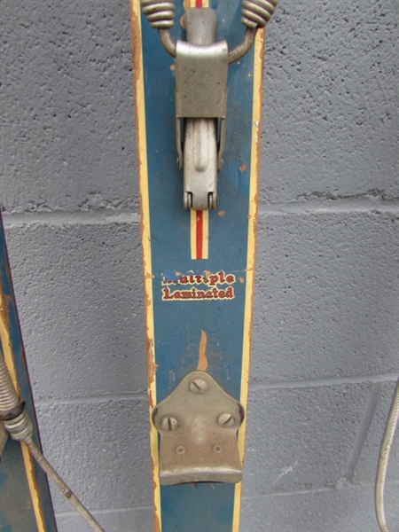 VINTAGE WOODEN SKIS & POLES