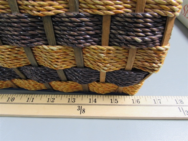 SEWING BASKET & TIN FULL OF THREAD, NOTIONS, ETC.