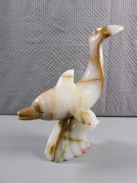 CARVED ALABASTER DOLPHIN