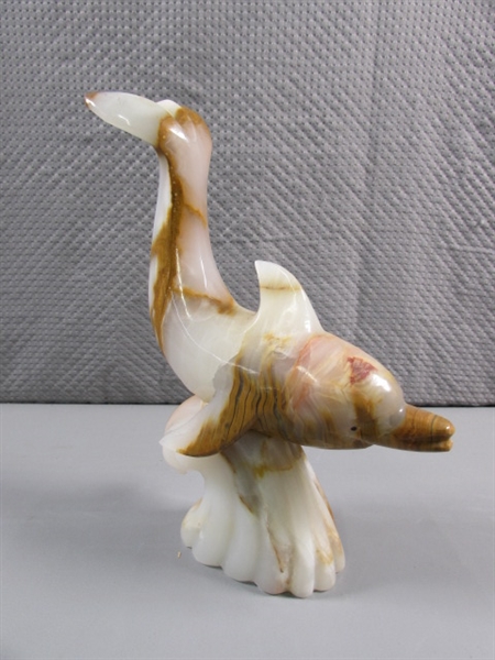 CARVED ALABASTER DOLPHIN