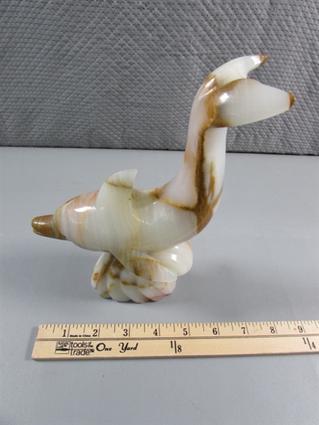 CARVED ALABASTER DOLPHIN