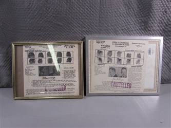 VINTAGE "WANTED" NOTICES FOR "PRETTY BOY SMITH" & "JOHN DILLINGER"
