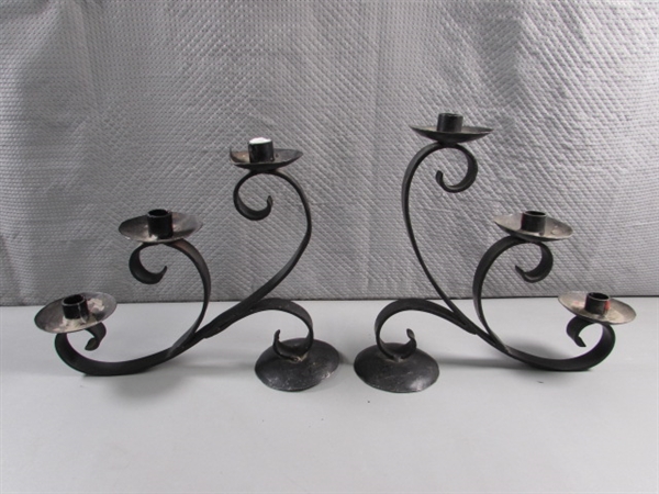 VINTAGE WROUGHT IRON CANDELABRAS
