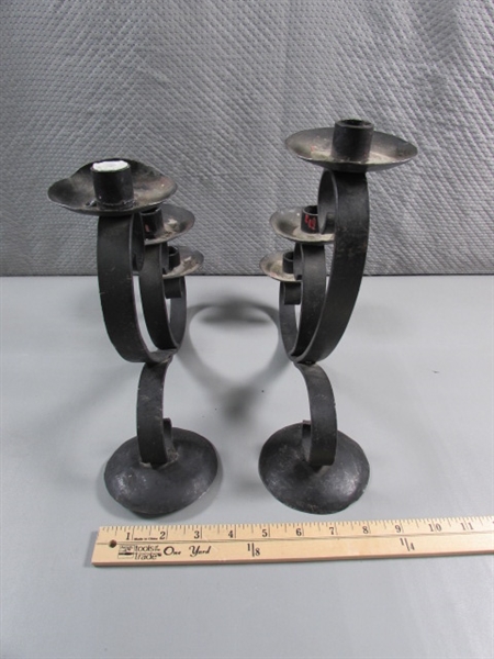 VINTAGE WROUGHT IRON CANDELABRAS