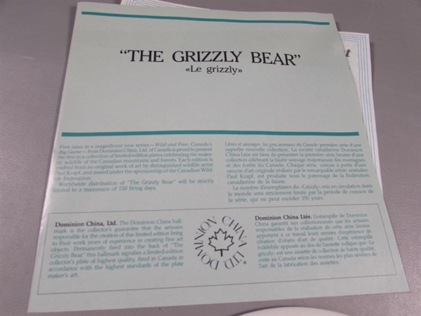 GRIZZLY & PANDA BEAR COLLECTORS PLATES