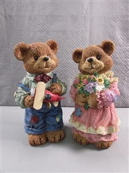 RESIN STANDING BOY & GIRL TEDDY BEAR BANKS