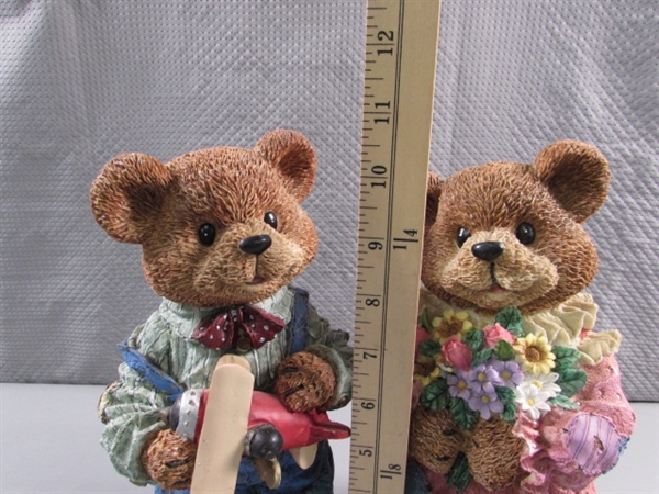 RESIN STANDING BOY & GIRL TEDDY BEAR BANKS