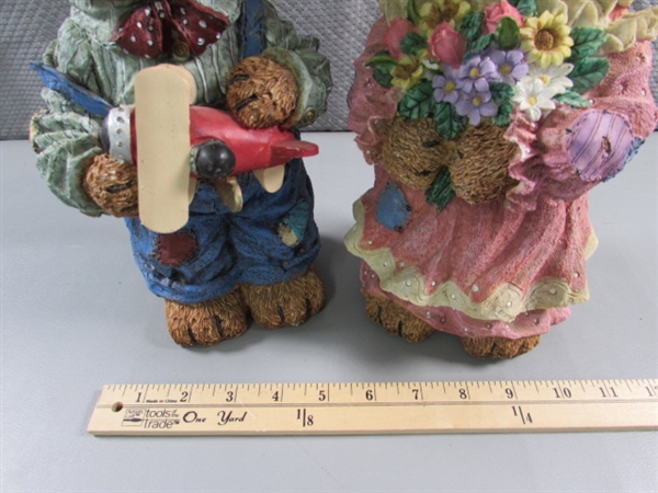 RESIN STANDING BOY & GIRL TEDDY BEAR BANKS