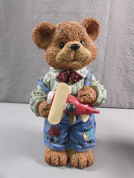 RESIN STANDING BOY & GIRL TEDDY BEAR BANKS