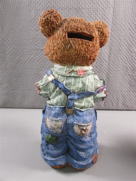 RESIN STANDING BOY & GIRL TEDDY BEAR BANKS