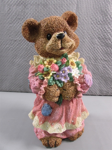 RESIN STANDING BOY & GIRL TEDDY BEAR BANKS