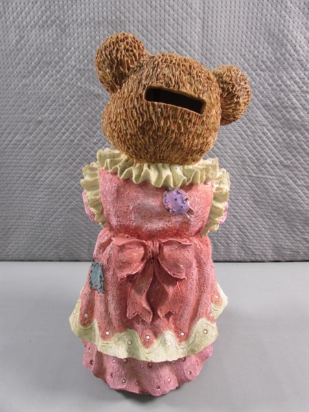 RESIN STANDING BOY & GIRL TEDDY BEAR BANKS