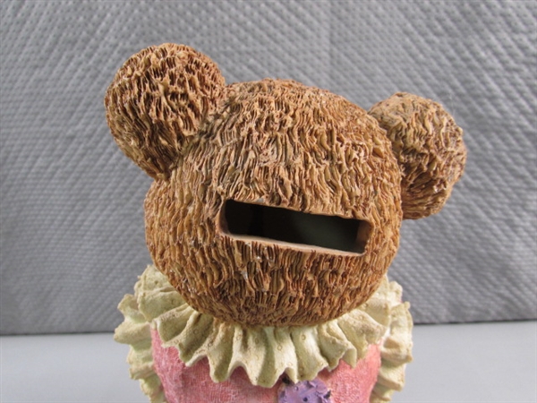 RESIN STANDING BOY & GIRL TEDDY BEAR BANKS