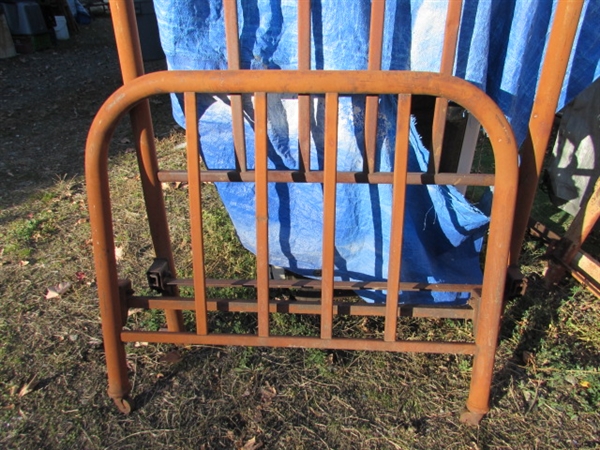 RUSTY, RUSTIC METAL TWIN BED FRAME
