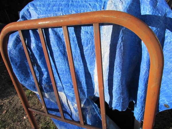 RUSTY, RUSTIC METAL TWIN BED FRAME