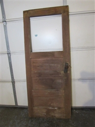 ANTIQUE SOLID WOOD DOOR WITH WINDOW - NO GLASS