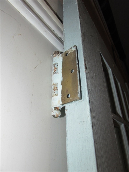PAIR OF SOLID WOOD FRENCH DOORS - ANTIQUE - GLASS DOOR KNOB