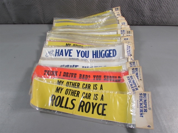 LARGE ASSORTMENT OF VINTAGE BUMPER STICKERS