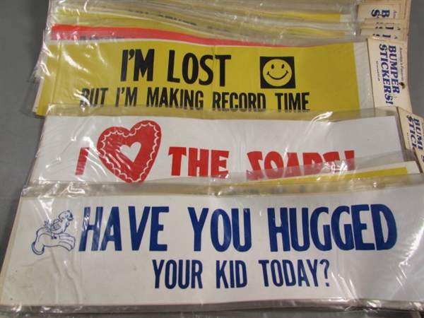 LARGE ASSORTMENT OF VINTAGE BUMPER STICKERS