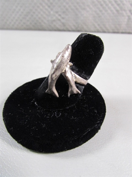 STERLING SILVER ARTICULATED DOLPHIN RING