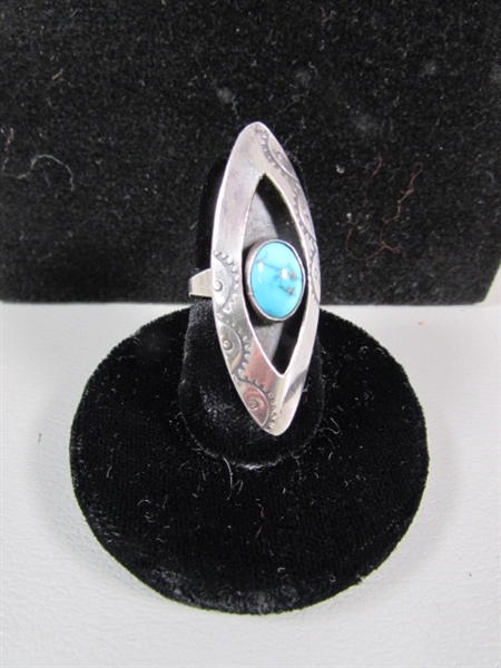 TURQUOISE & STERLING RING - UNMARKED